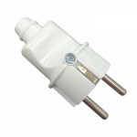 Fork straight<gtran/> 5mm earthed WHITE 16A, 250V<gtran/>