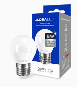 LED lamp GLOBAL LED G45 F 5W 4100K 220V E27 AP
