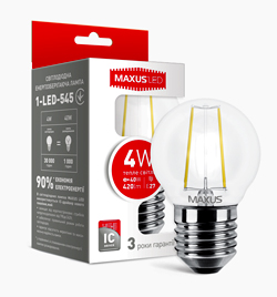 Лампа светодиодная MAXUS LED G45 FM 4W 3000K 220V E27