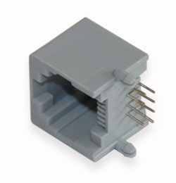 8P8S socket on the horizontal board, low (gray)