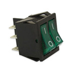 Key switch KCD2-2101N-2 double, illuminated ON-OFF, GREEN 6pin