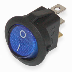Key switch  KCD1-101N-8 backlit ON-OFF round 3pin blue