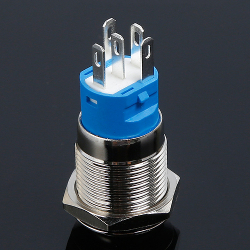 Кнопка антивандальная GQ16F-11ZE/N синяя подсветка 12V AC/DC rev.3
