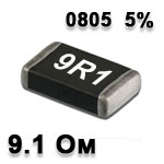 SMD resistor 9.1R 0805 5%