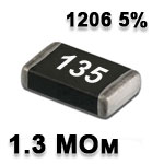 SMD resistor<gtran/> 1.3M 1206 5%