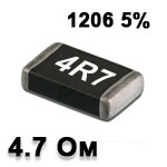 SMD resistor<gtran/> 4.7R 1206 5%