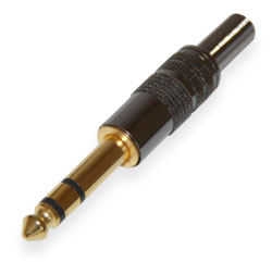Plug to cable 6.3mm 3-pin stereo metal