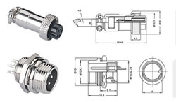 Connector GX12 M12 5pin M to body