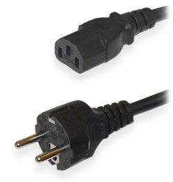 Power cable C13 3x0.75mm 1.8m black straight plug