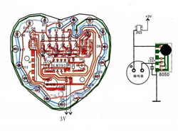 Assembly kit  18 LED flashing heart+sound