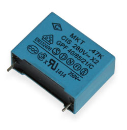  MKT X2 capacitor  0.47uF 280VAC P = 22.5mm (short leads)