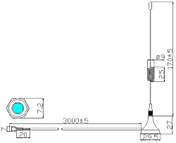 Антенна GSM-900/1800MHZ RP-SMA Male L=197mm 5dBi 3m кабель