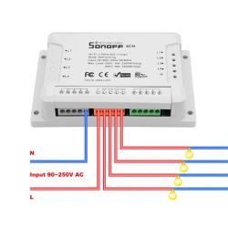  WIFI relay 4 channels 10A, in Sonoff 4CH case