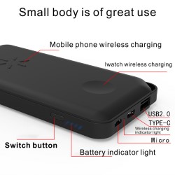  Power Bank with Qi  wireless charger W6 10000mAh black