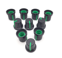 Handle on axle 6mm Star AG09 15x15 Black with green pointer