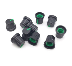 Handle on axle 6mm Star AG09 15x15 Black with green pointer