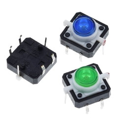 Кнопка тактова TACT 12x12-7.3 Green LED