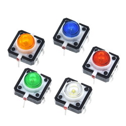 Tack switch TACT 12x12-7.3 Red LED