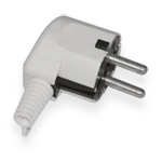 Corner fork Angle plug 5mm with grounding WHITE [16A, 250V]