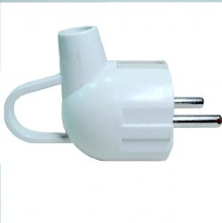 Corner fork 5mm with ground WHITE [16A, 250V] with 
