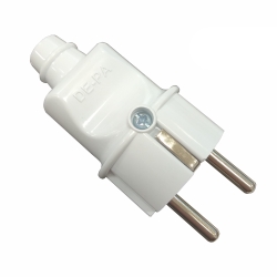 Fork straight Straight plug 5mm with grounding WHITE [16A, 250V]