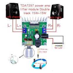 Підсилювач TDA7297 15W+15W, 12V, гучність V2