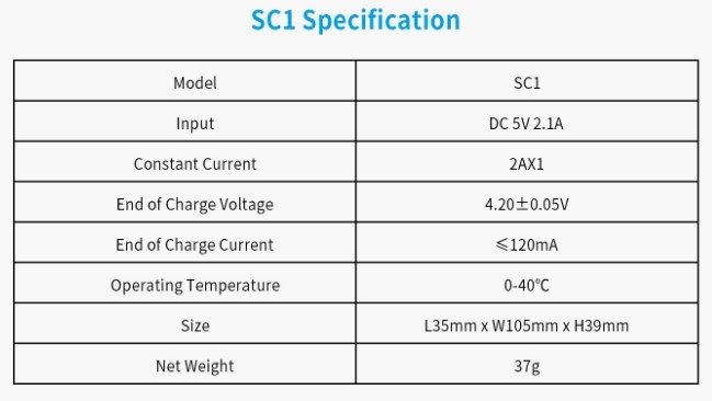Зарядний пристрій для Li-Ion акумуляторів XTAR SC1, на 1 акумулятор