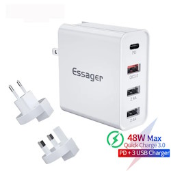 USB charger QC3.0 PD3.0 2xUSB-A 48W white