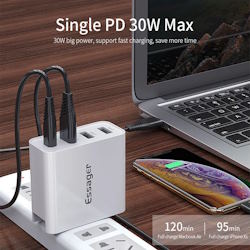 USB charger QC3.0 PD3.0 2xUSB-A 48W white