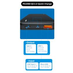 PowerBank 10000 mAh QC3.0 PD ES-D0020 Fast Charge черный