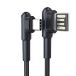 Cable USB 2.0 AM/Type-C 1m black angled double-sided