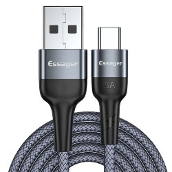 Cable USB 2.0 AM/Type-C 1m 5A braided gray