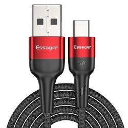 Кабель USB 2.0 AM/ Type-C 1м 5А в обплетенні червоний