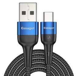 Cable USB 2.0 AM/Type-C 1m 5A braided blue