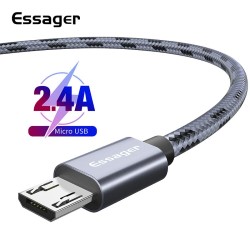 Кабель USB 2.0 AM/BM microUSB 1м 2.4А в обплетенні сірий