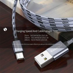 Кабель USB 2.0 AM/BM microUSB 1м 2.4А в обплетенні сірий