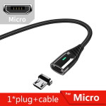 Magnetic cable USB2.0 AM/B micro-USB 1m black braid 3A