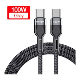 Cable USB Type-C/ Type-C 2m 100W braided gray