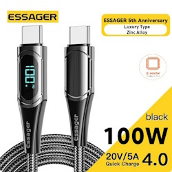 Cable USB Type-C/ Type-C 1m 100W with wattmeter black
