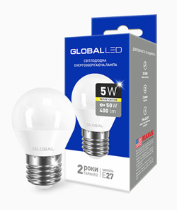 Лампа светодиодная GLOBAL LED G45 F 5W 3000K 220V E27 AP