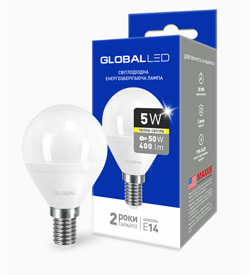 Лампа світлодіодна GLOBAL LED G45 F 5W 3000K 220V E14 AP