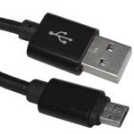 Cable  USB 2.0 AM/BM micro-USB 1m black, dia. 4.5mm