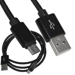 Cable  USB 2.0 AM/BM micro-USB 1m black, dia. 4.5mm