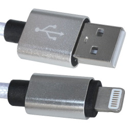 Кабель USB 2.0 AM/Apple Lightning 1.0м белый, диам. 4.5мм