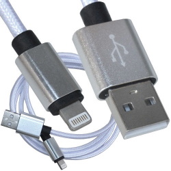 Cable  USB 2.0 AM/Apple Lightning 1.0m white, dia. 4.5mm