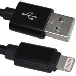 Кабель USB 2.0 AM/Apple Lightning 1.0м черн., диам. 4.5мм