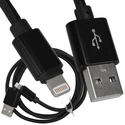 Cable  USB 2.0 AM/Apple Lightning 1.0m black, dia. 4.5mm