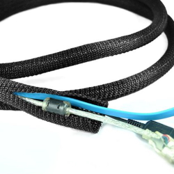 Wrap-around cable braid SCK-010 Woven Wrap BLACK self-closing [1m]