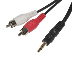 Cable  CCA-458 2.5m, 3.5mm (jack)/2xRCA (tulip)