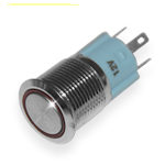 Кнопка антивандальная GQ16F-11E/N красная подсветка 12V AC/DC